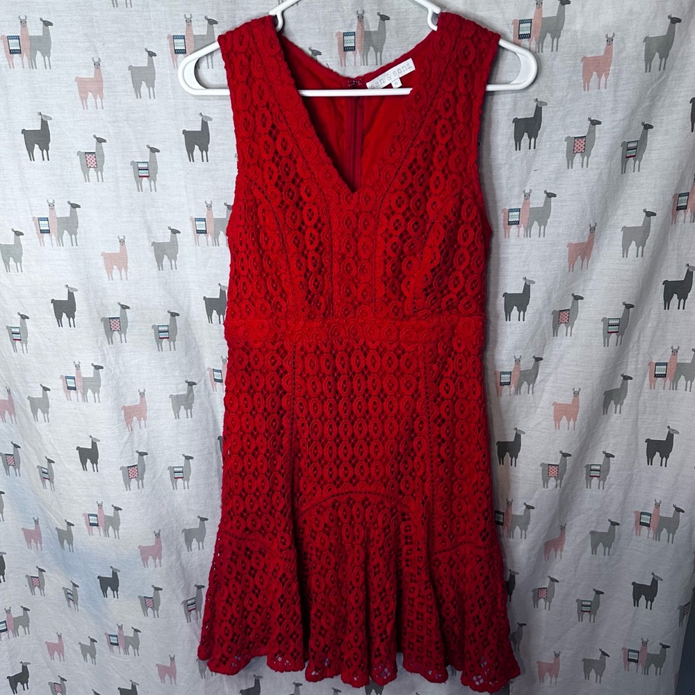 Anthropologie San & Soni Chrotchet Red midi dress size 6